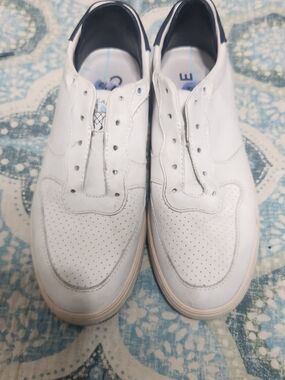 Clae White Perforated Leather Sneakers